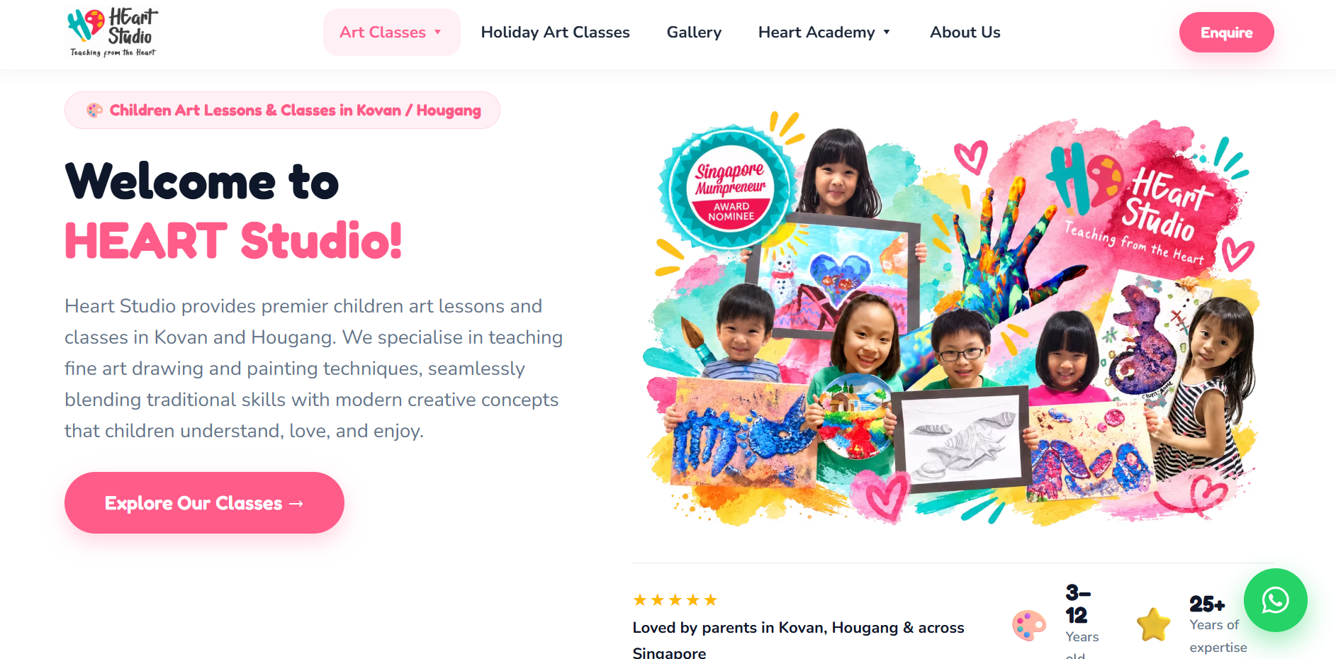 heART Studio - Children's art school in Hougang, Singapore, website homepage